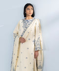 3 Piece - Embroidered Cotton Satin Suit