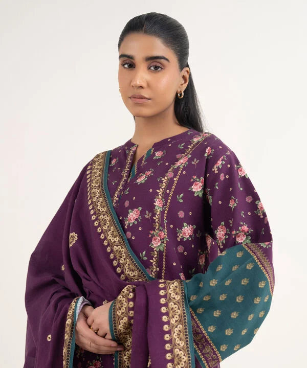 3 Piece - Printed Light Khaddar Suit