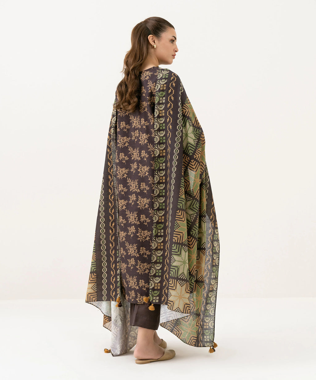 3 Piece - Printed Khaddar Suit
