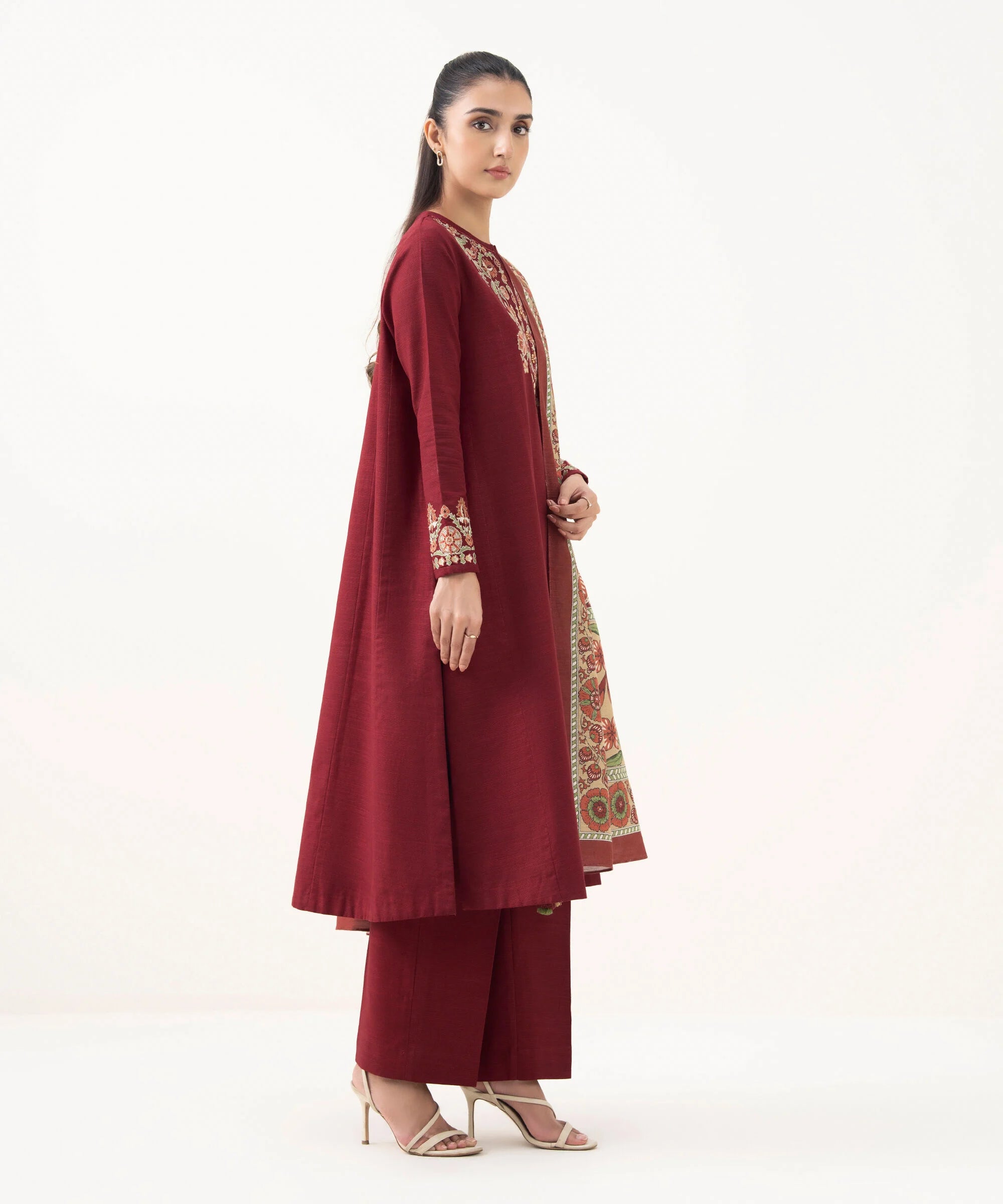 3 Piece - Embroidered Khaddar Suit