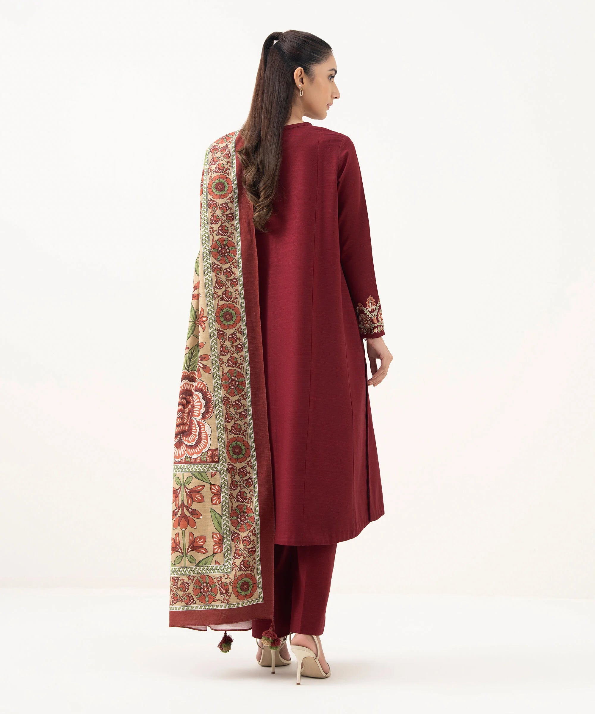 3 Piece - Embroidered Khaddar Suit