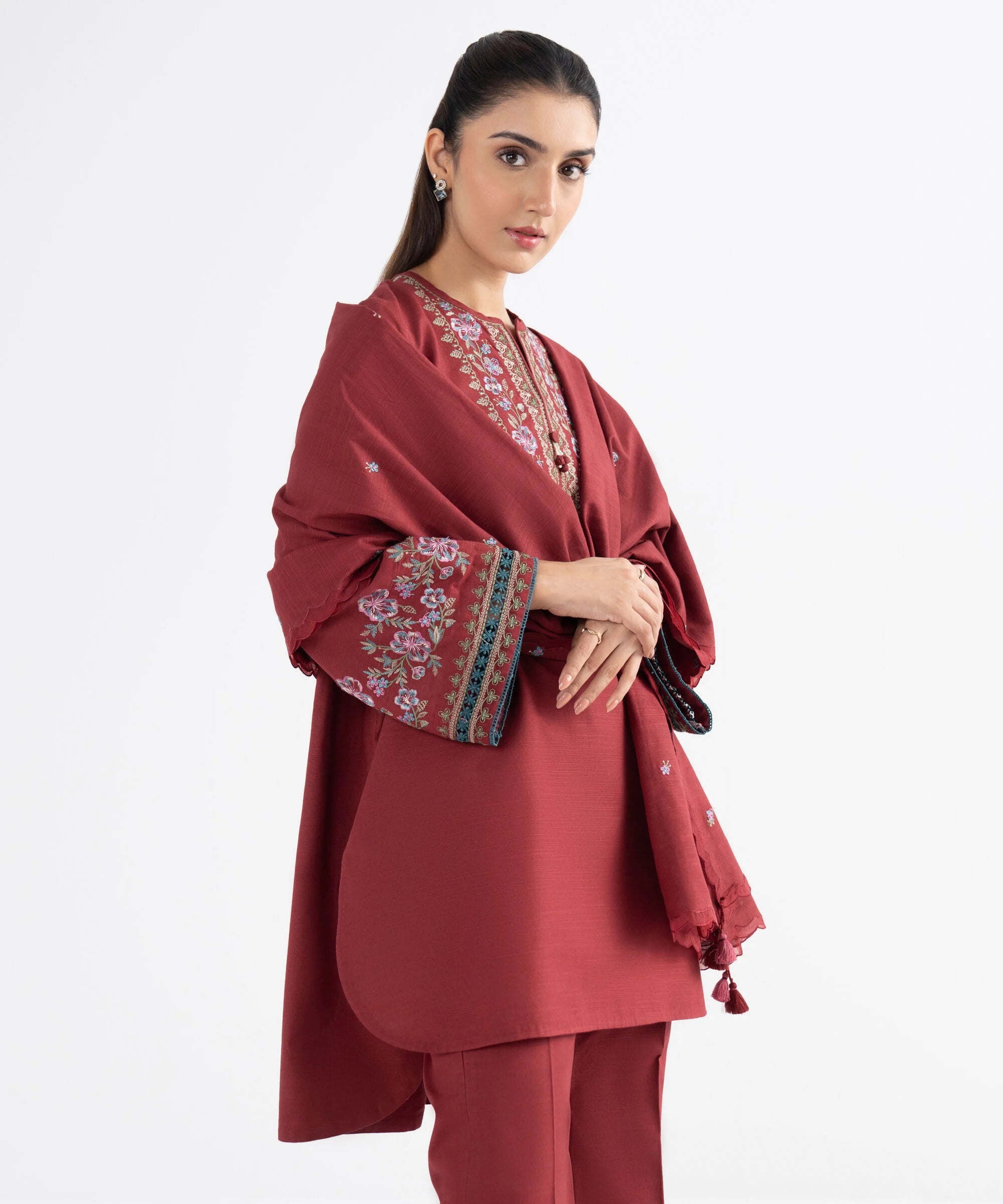 3 Piece - Embroidered Khaddar Suit