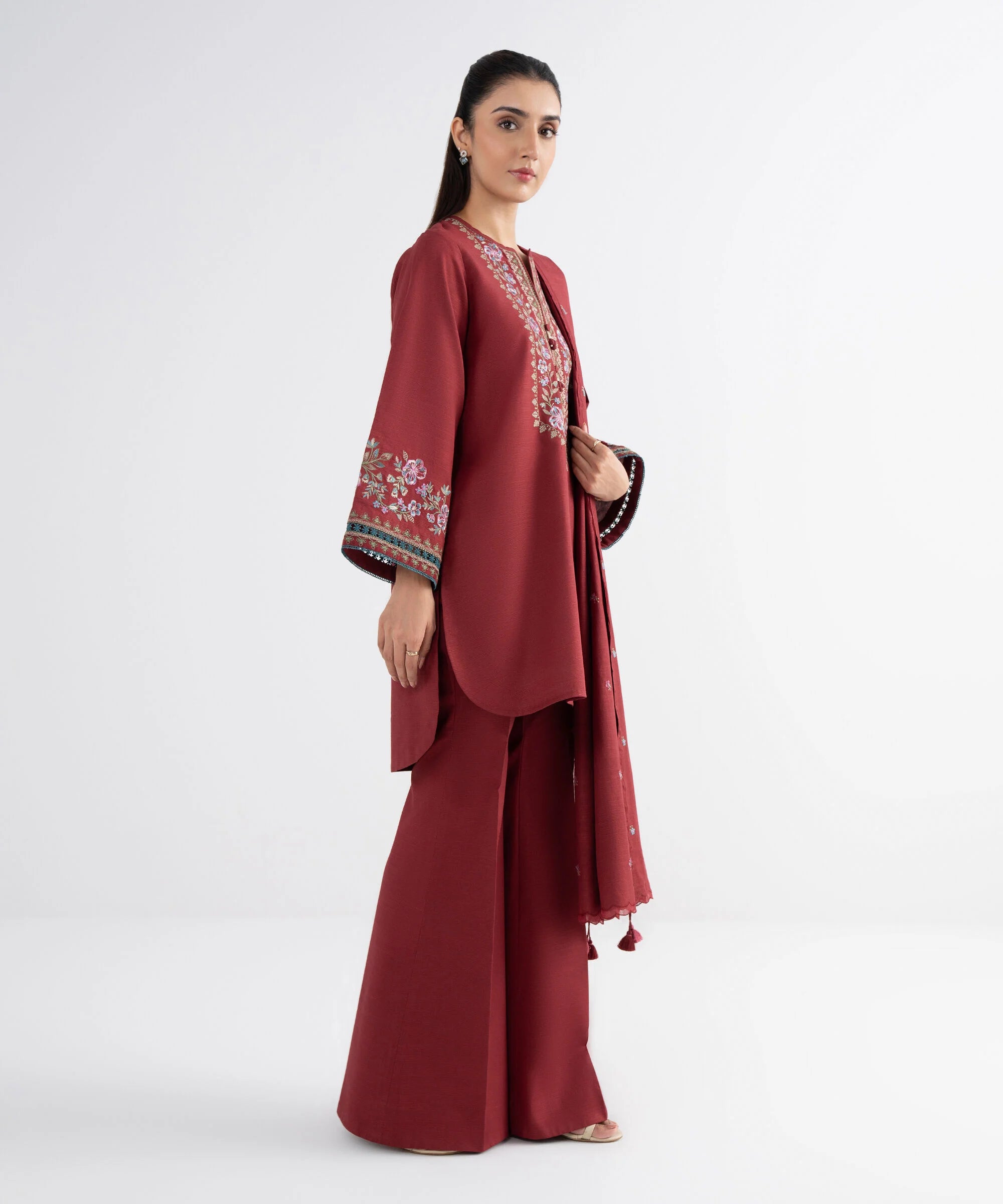 3 Piece - Embroidered Khaddar Suit