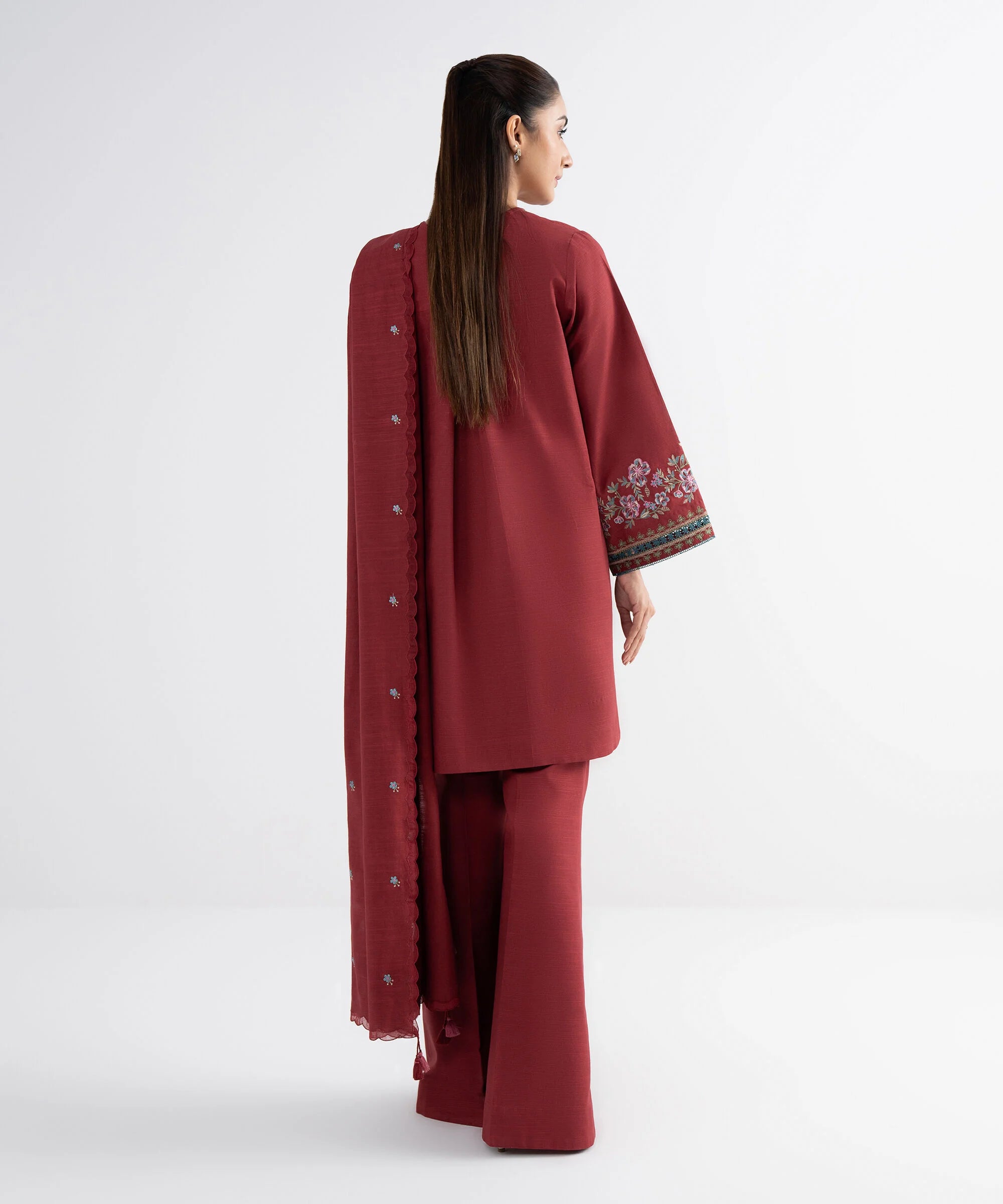 3 Piece - Embroidered Khaddar Suit