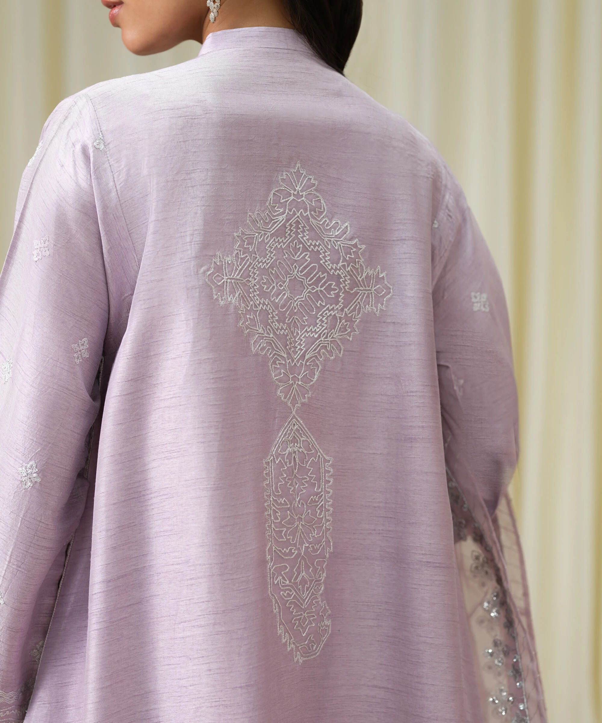 3 Piece - Embroidered Raw Silk Suit