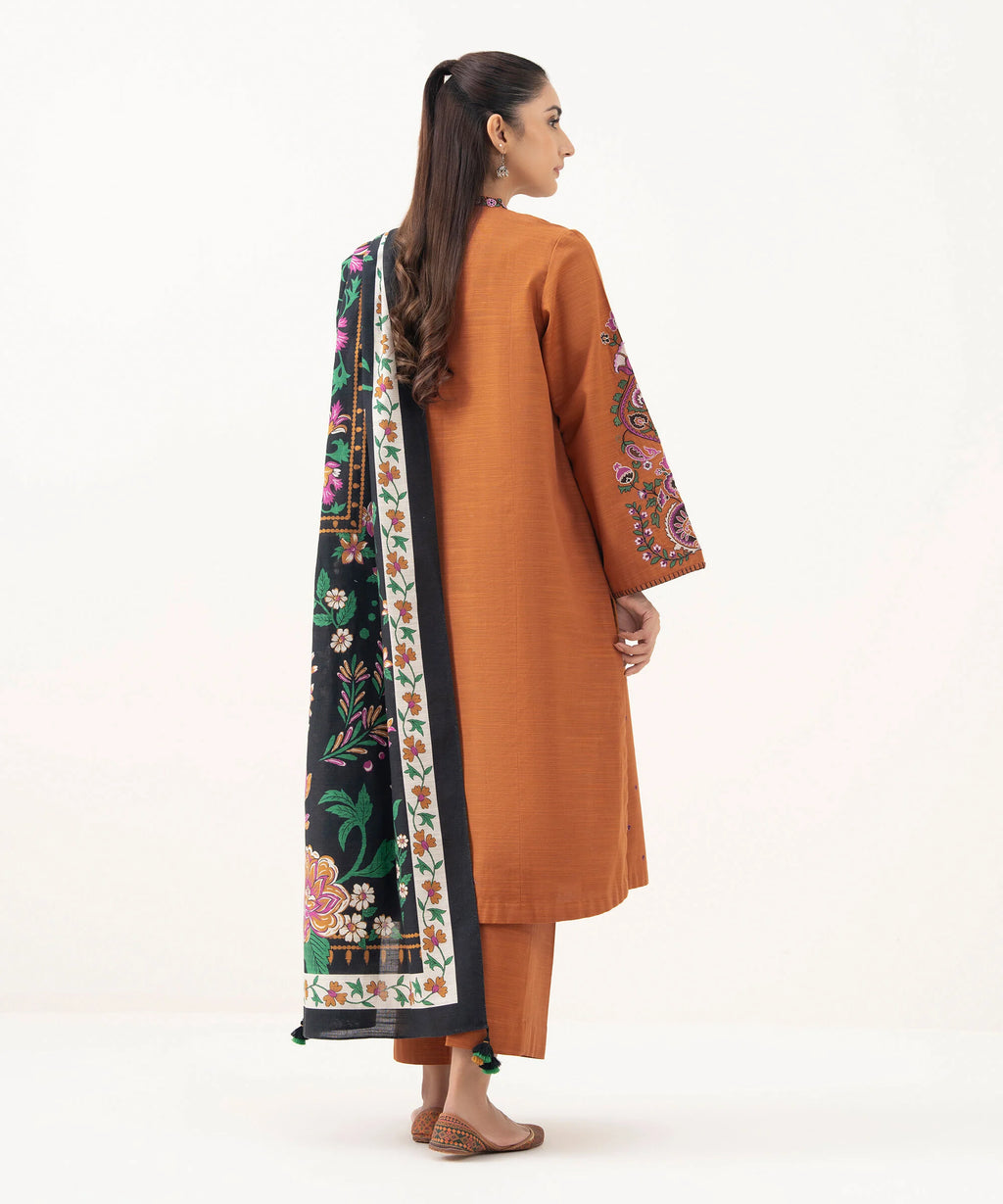 3 Piece - Embroidered Khaddar Suit