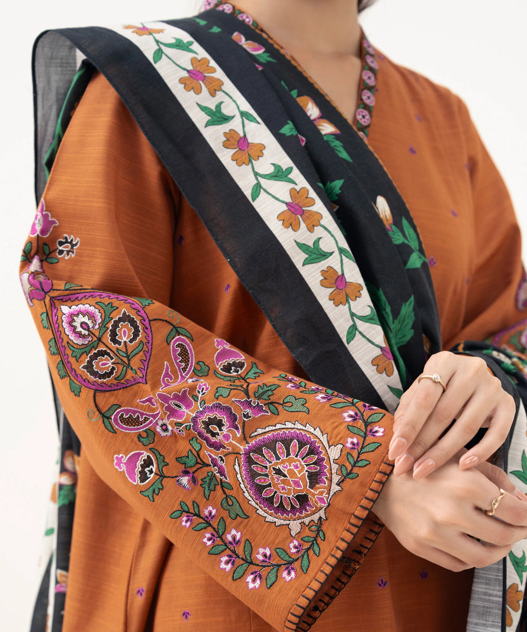 3 Piece - Embroidered Khaddar Suit