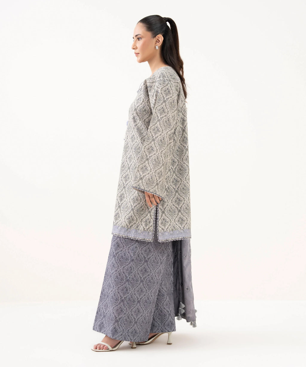 3 Piece - Embroidered Crosshatch Suit