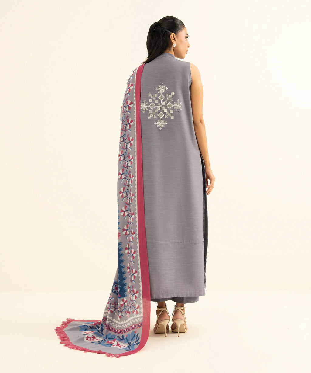 3 Piece - Embroidered Twill Suit