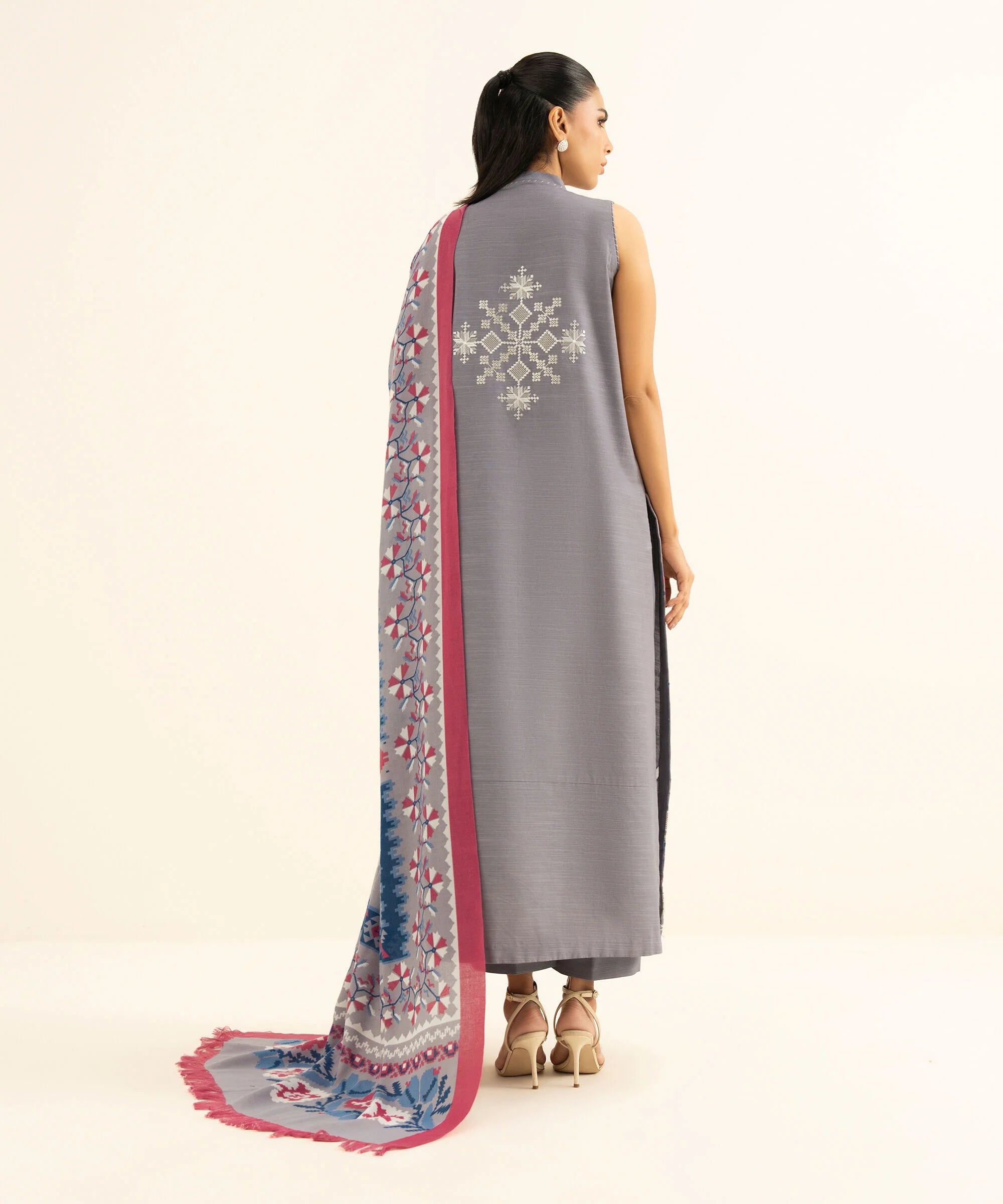 3 Piece - Embroidered Twill Suit
