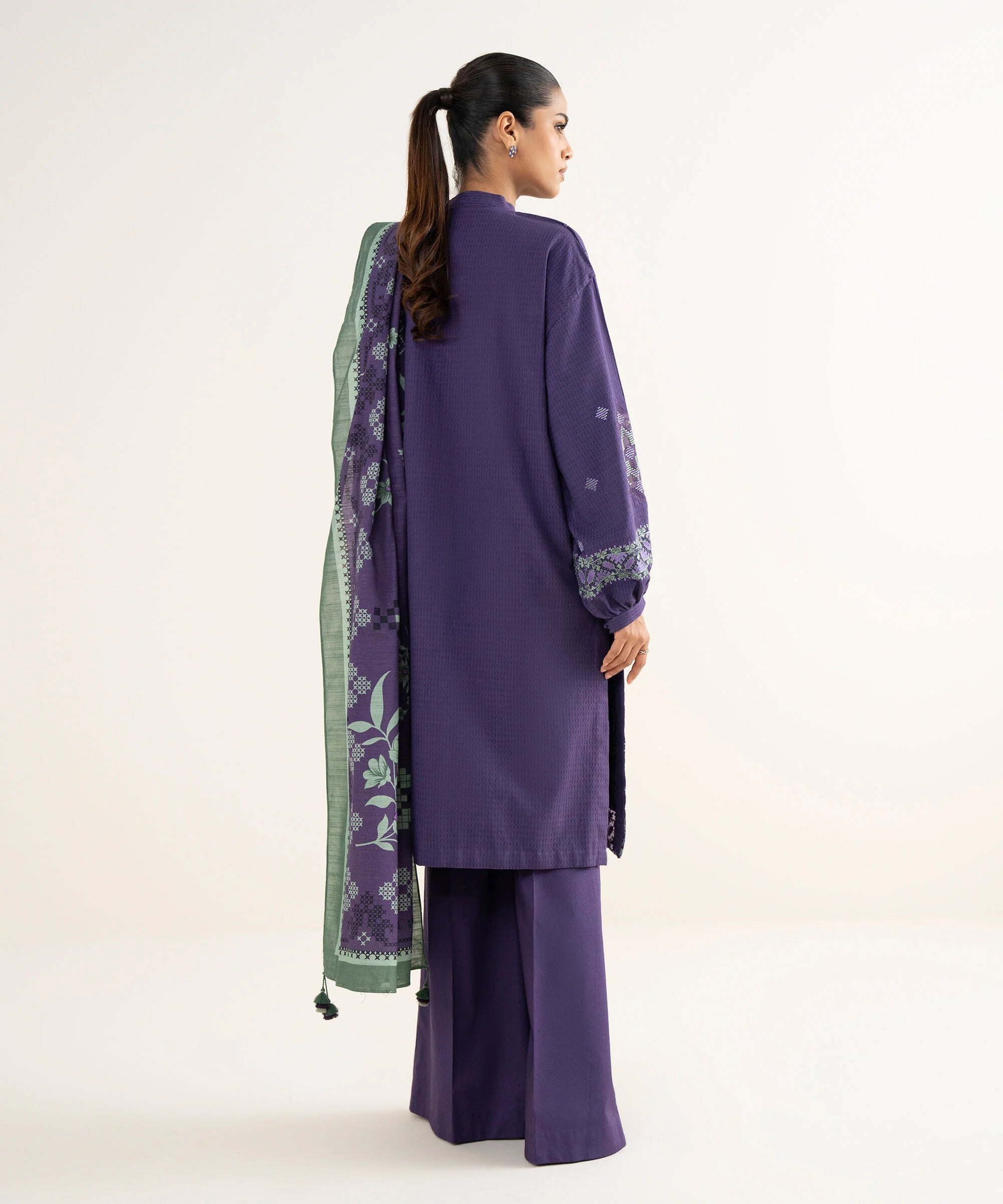 3 Piece - Embroidered Dobby Suit