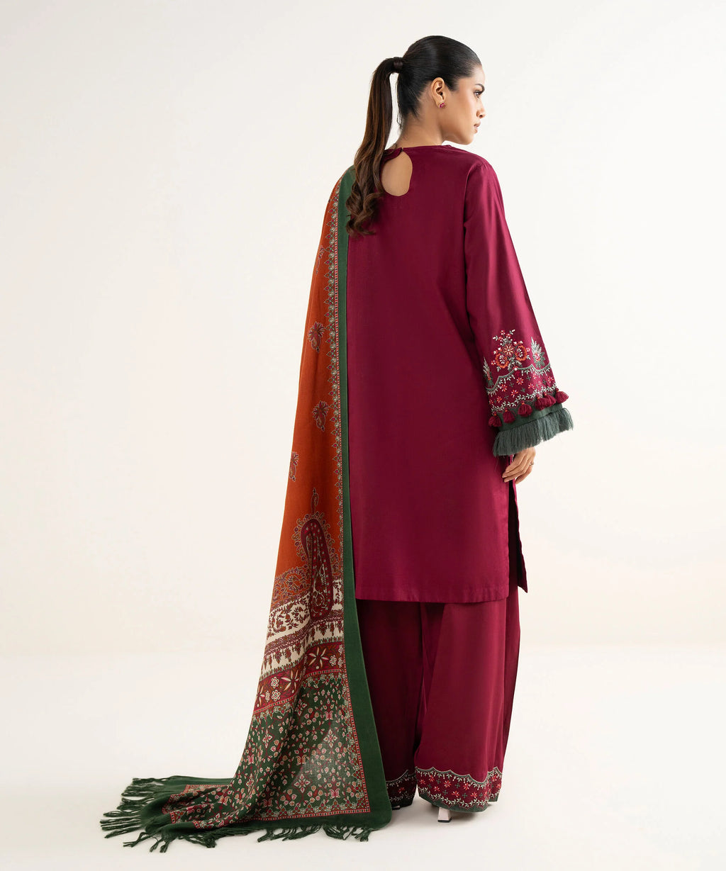 3 Piece - Embroidered Twill Suit
