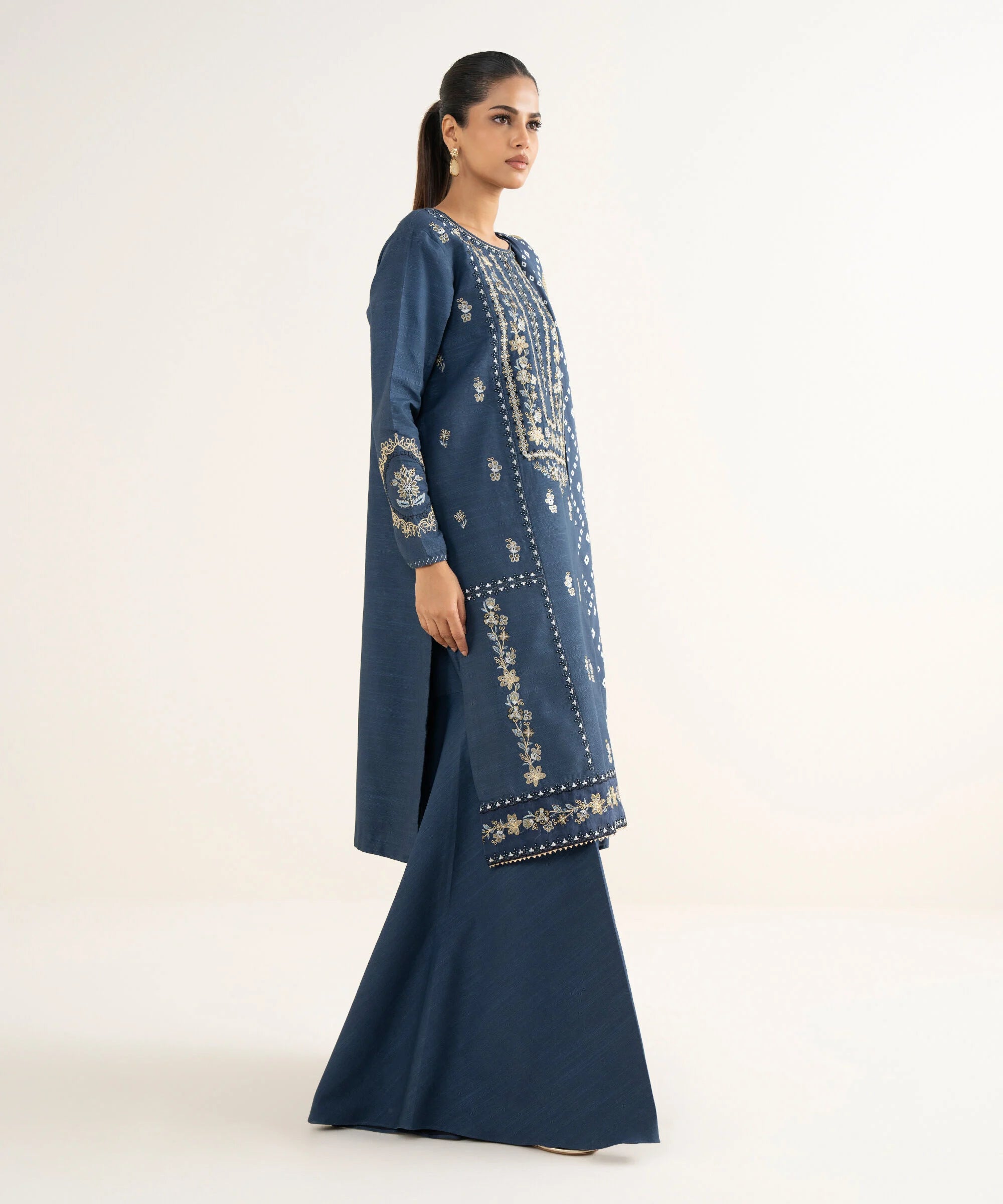 3 Piece - Embroidered Cotton Suit