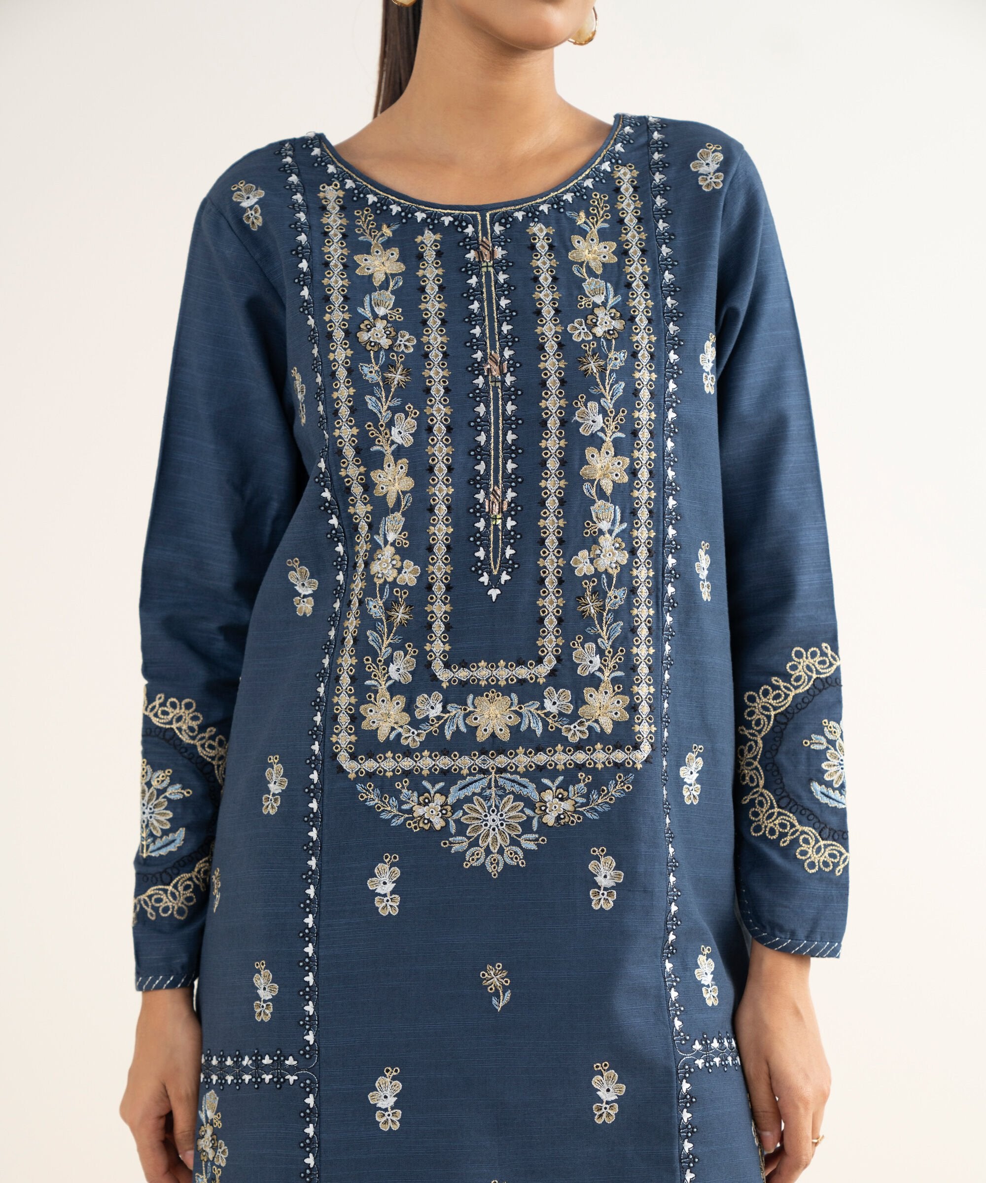 3 Piece - Embroidered Cotton Suit