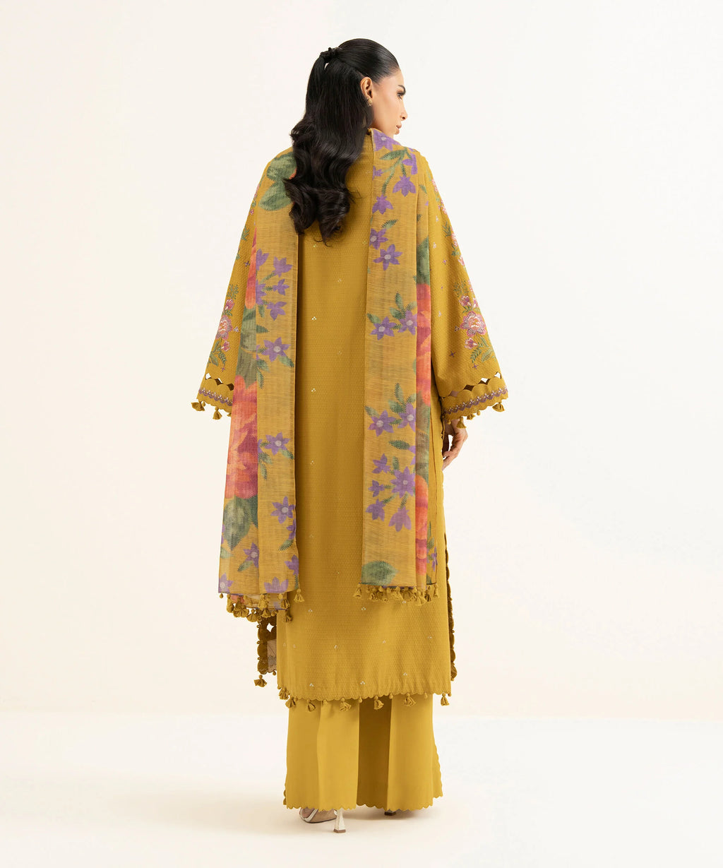 3 Piece - Embroidered Dobby Suit