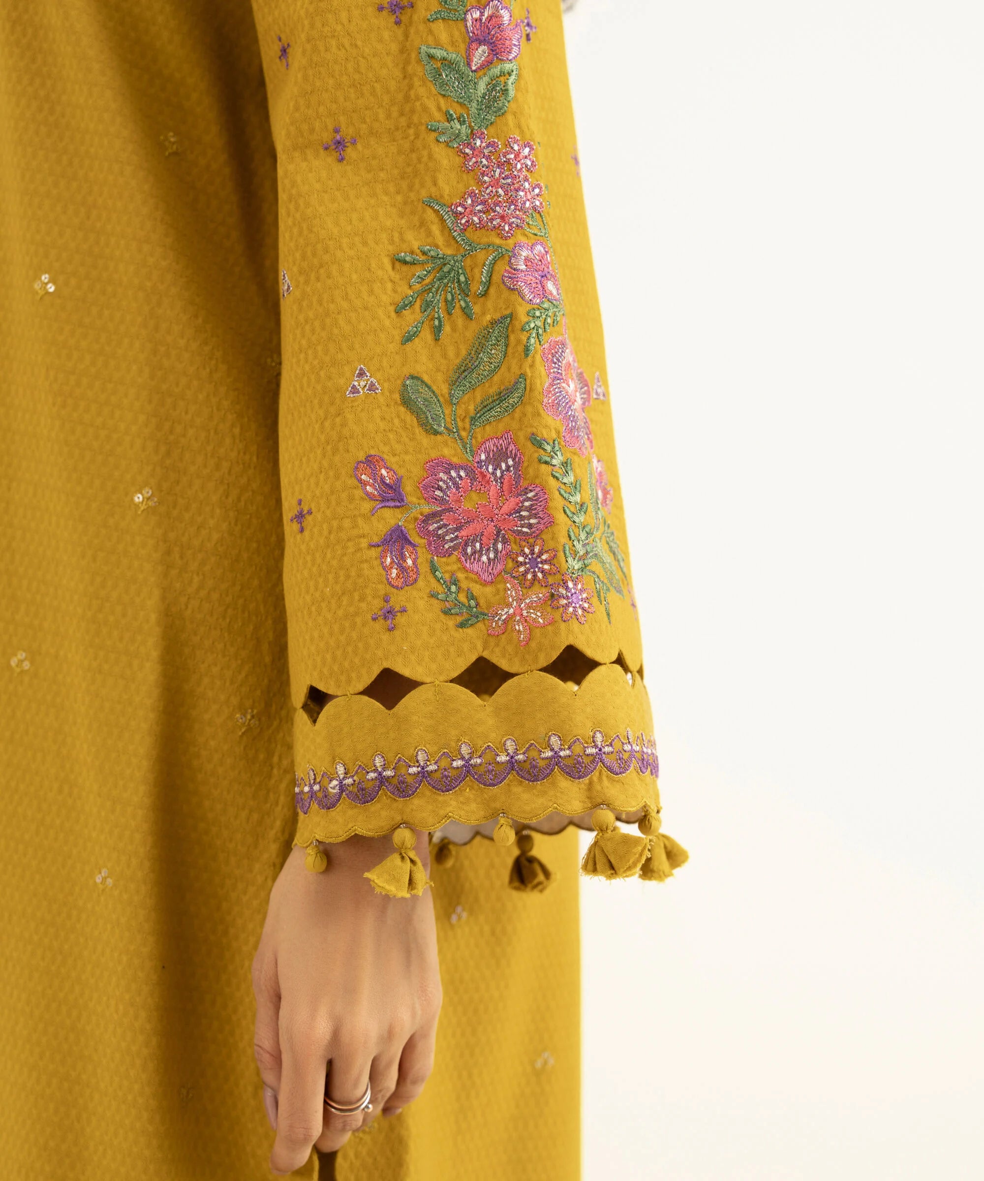 3 Piece - Embroidered Dobby Suit