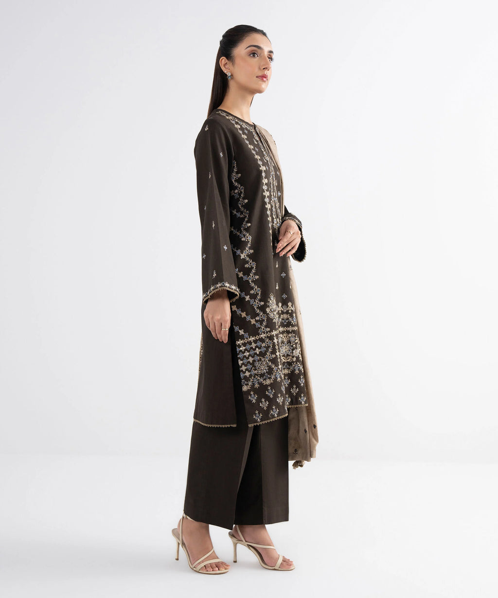 3 Piece - Embroidered Crosshatch Suit