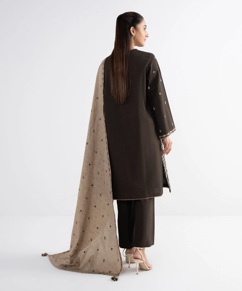 3 Piece - Embroidered Crosshatch Suit