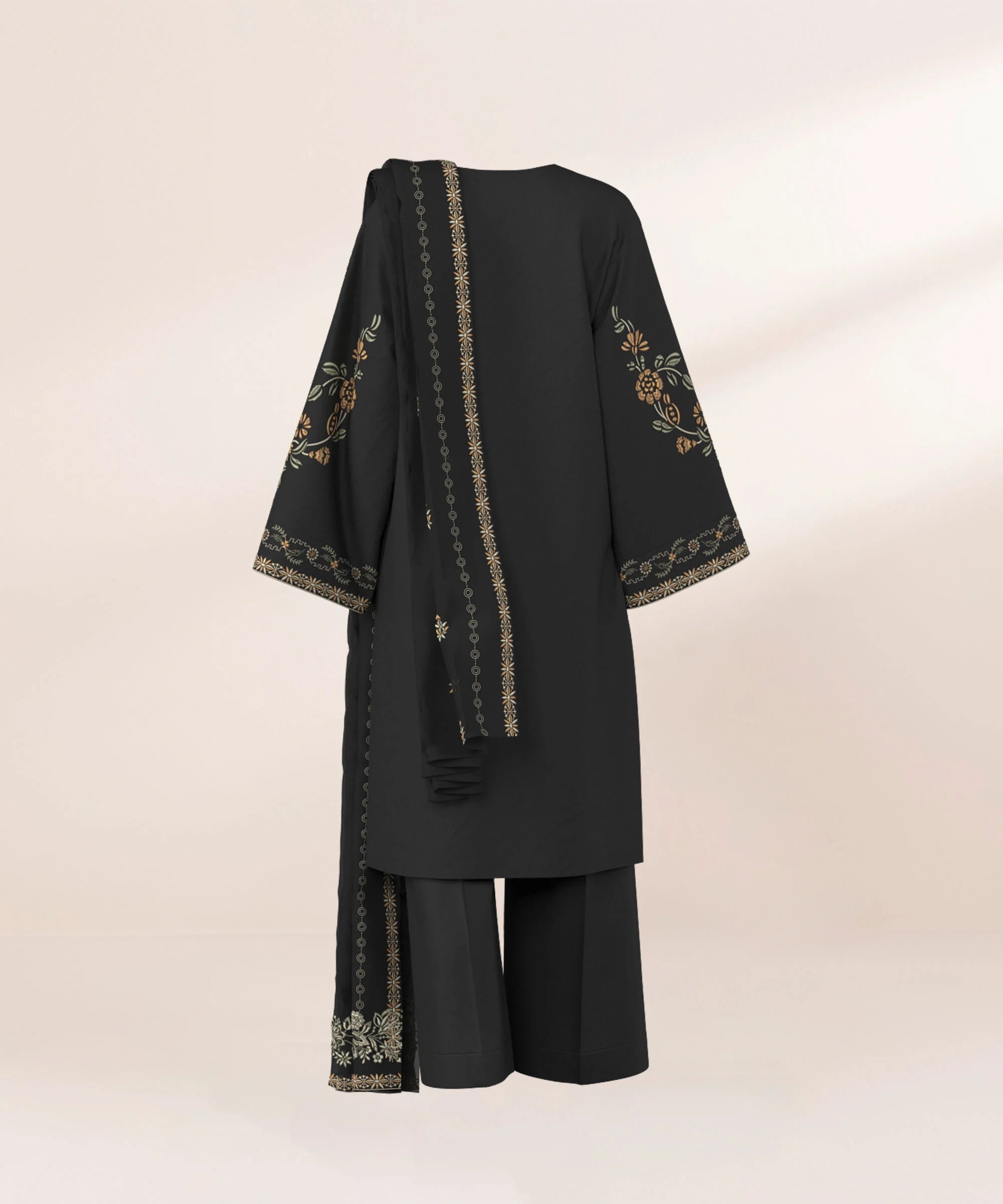 3 Piece - Embroidered Cotton Jacquard Suit