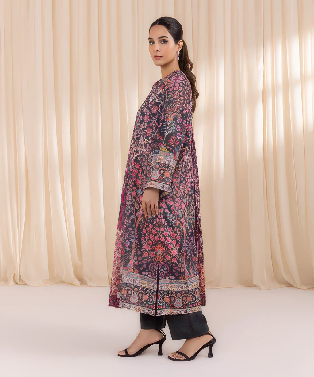 3 Piece - Printed Silk Suit