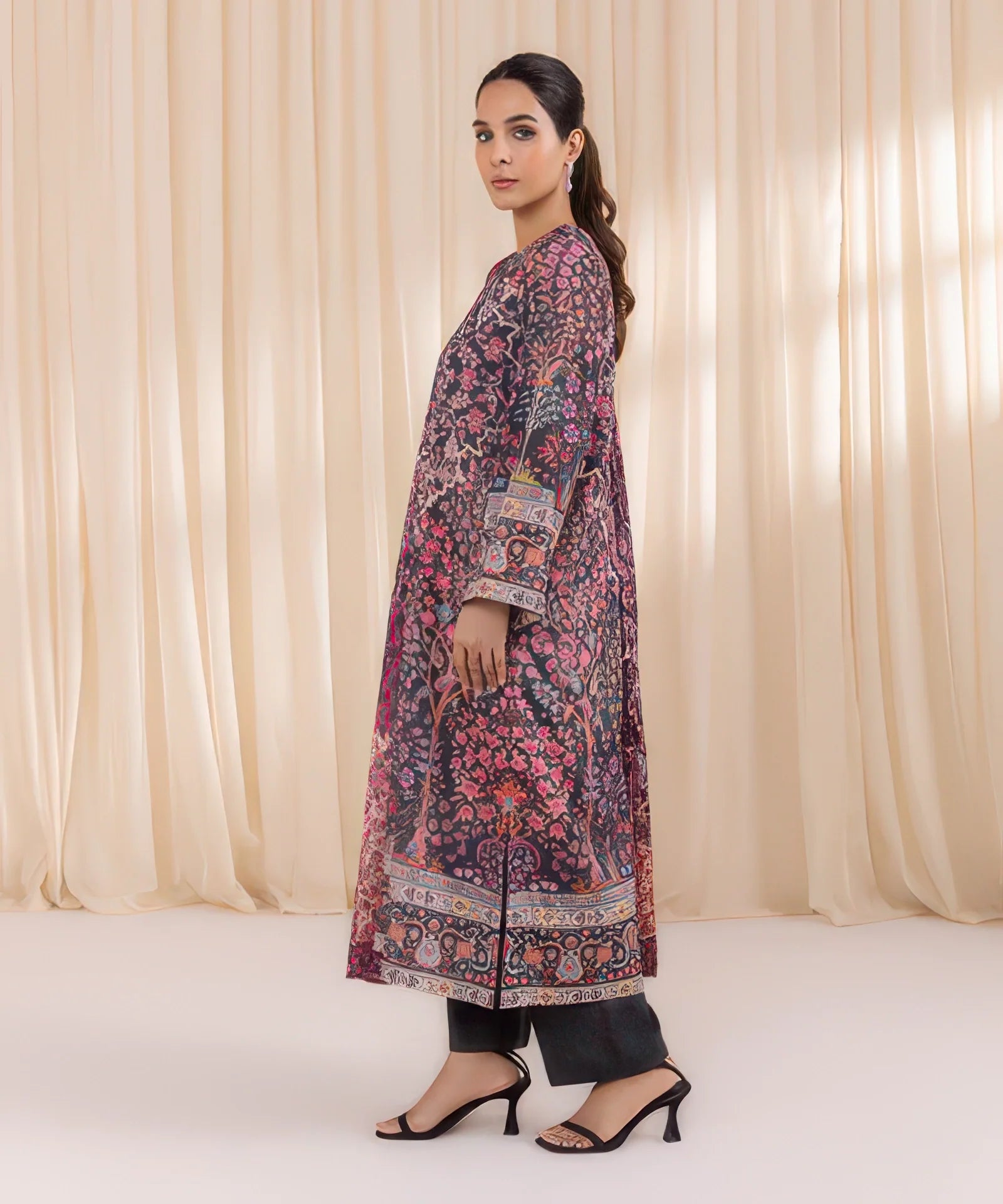 3 Piece - Printed Silk Suit