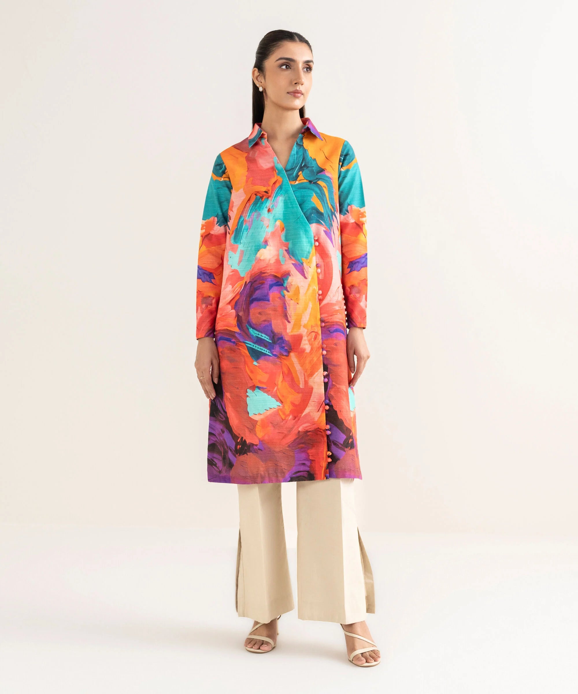 Printed Khaddar Shirt