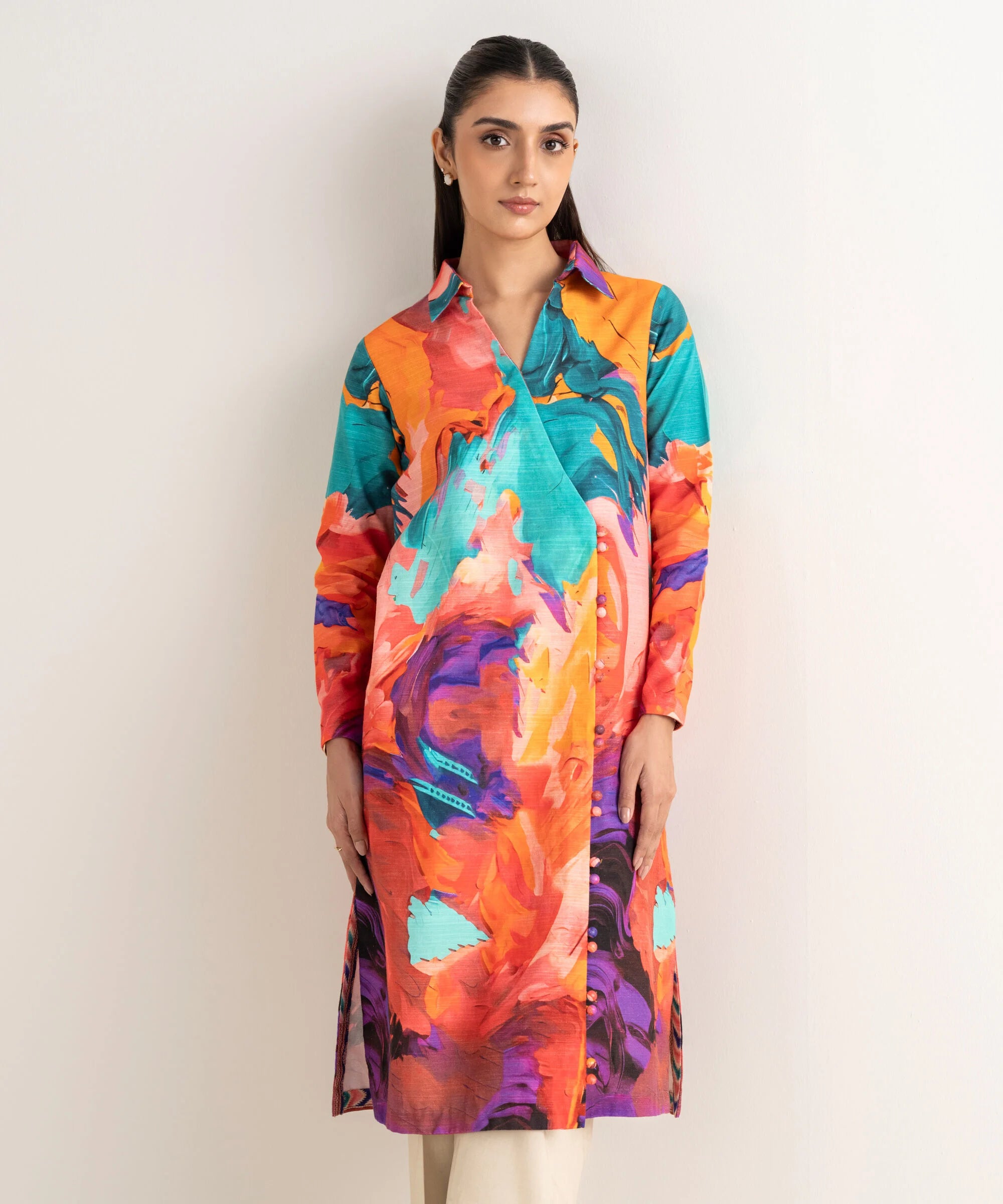 Printed Khaddar Shirt
