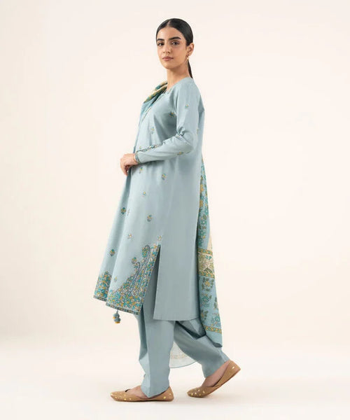 2 Piece - Embroidered Cotton Suit