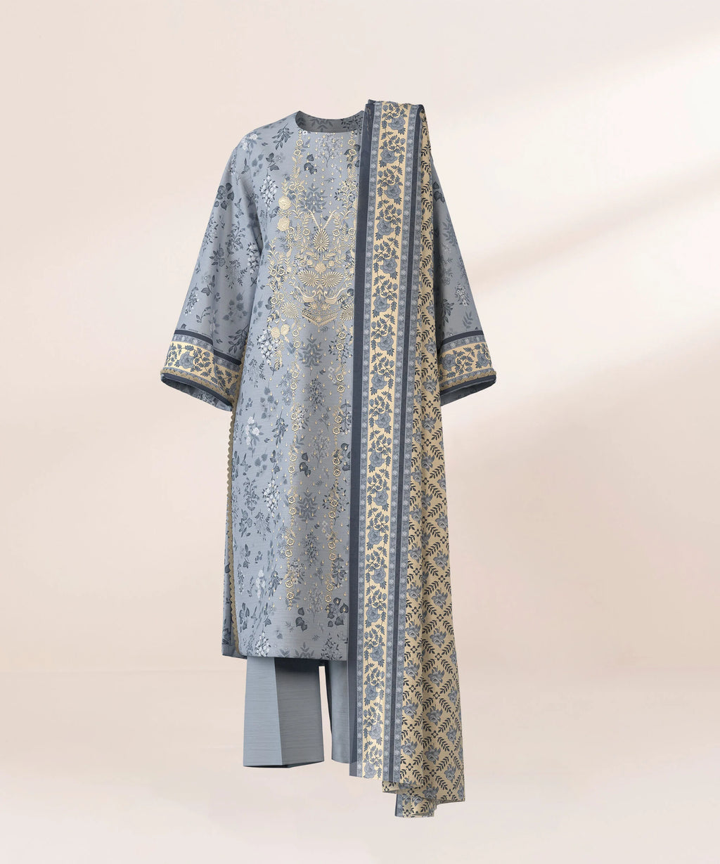 2 Piece - Embroidered Khaddar Suit
