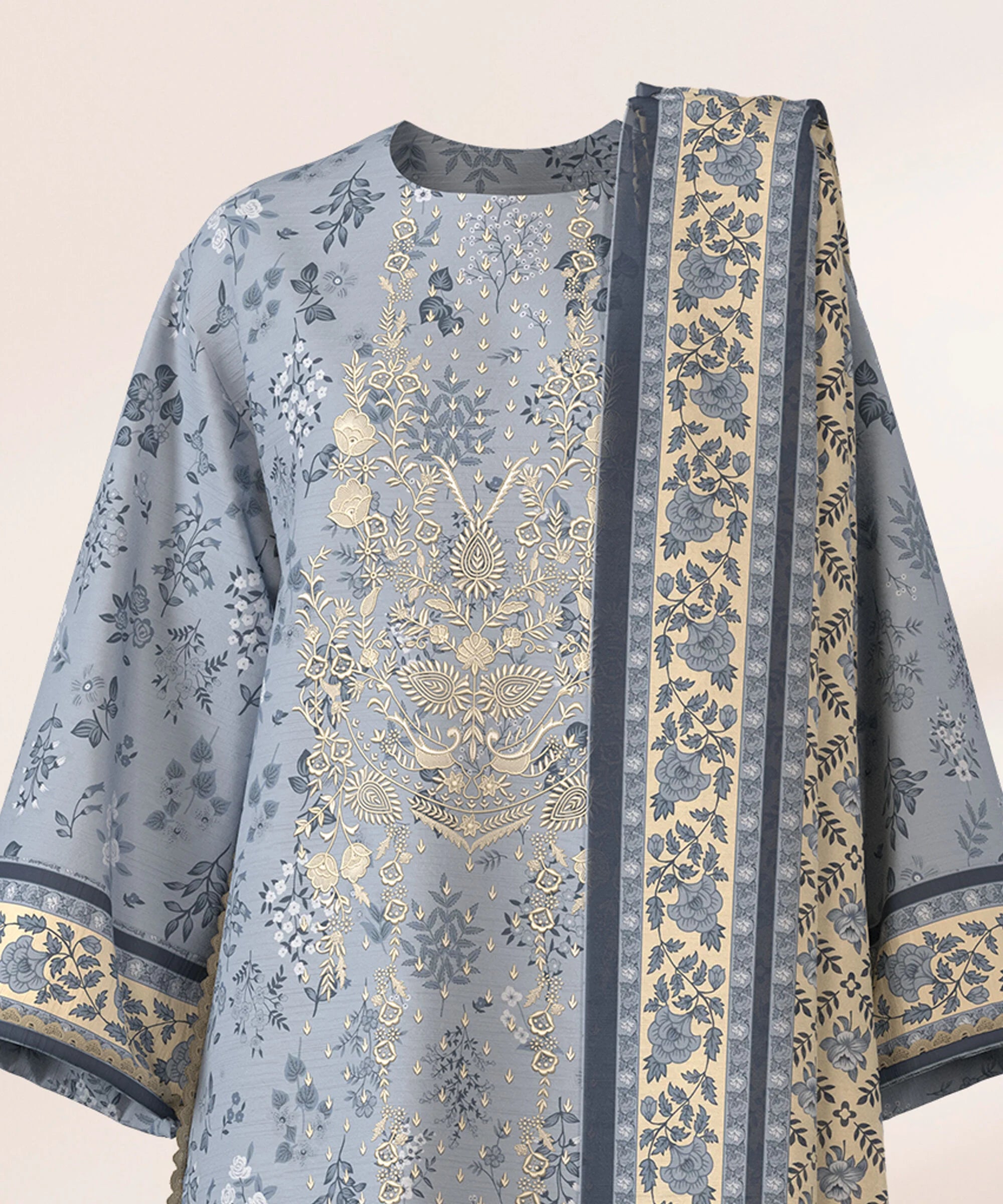 2 Piece - Embroidered Khaddar Suit