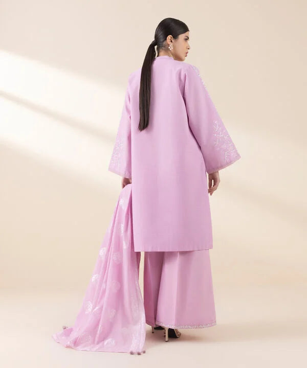 3 Piece - Embroidered Dobby Suit