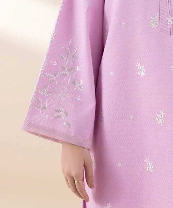 3 Piece - Embroidered Dobby Suit