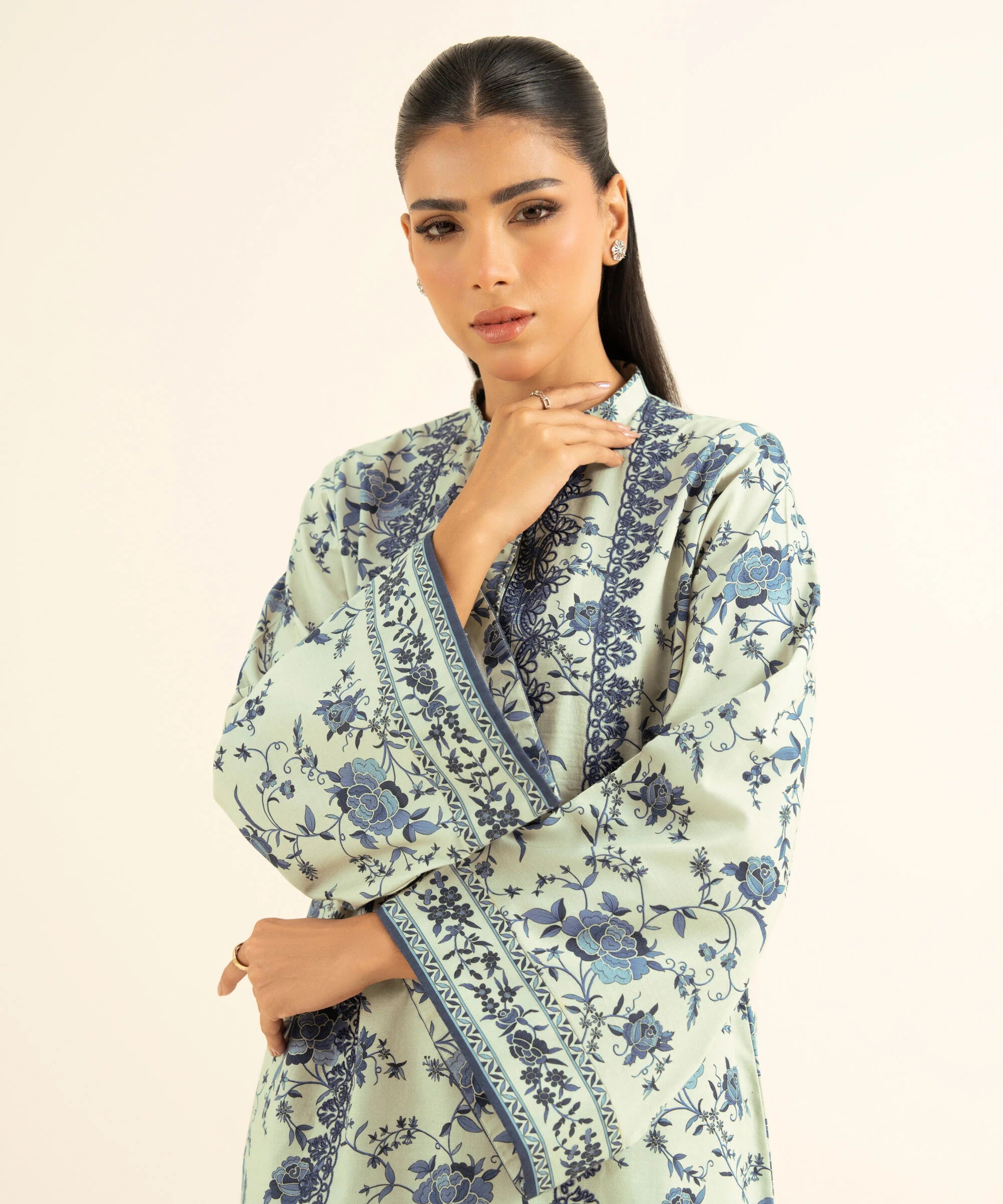 2 Piece - Embroidered Cotton Suit