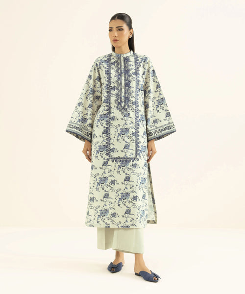2 Piece - Embroidered Cotton Suit