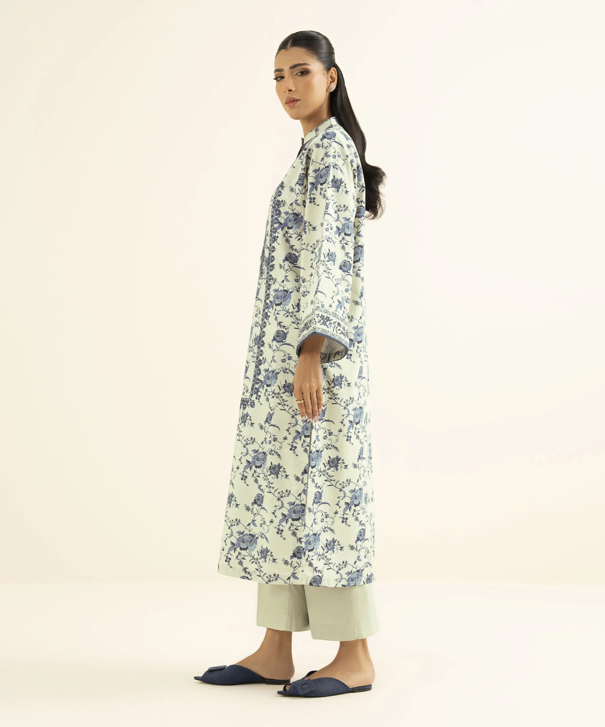 2 Piece - Embroidered Cotton Suit