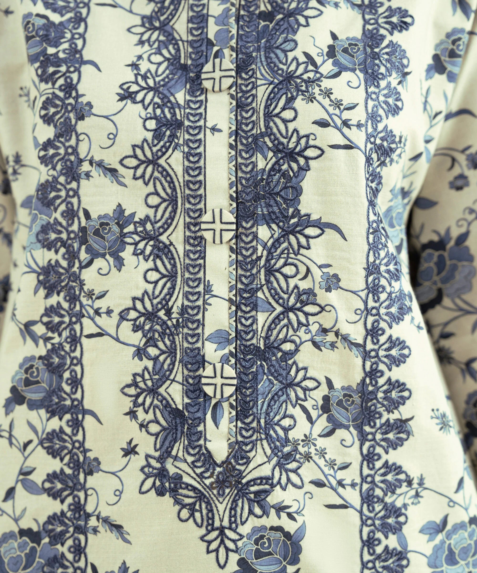 2 Piece - Embroidered Cotton Suit