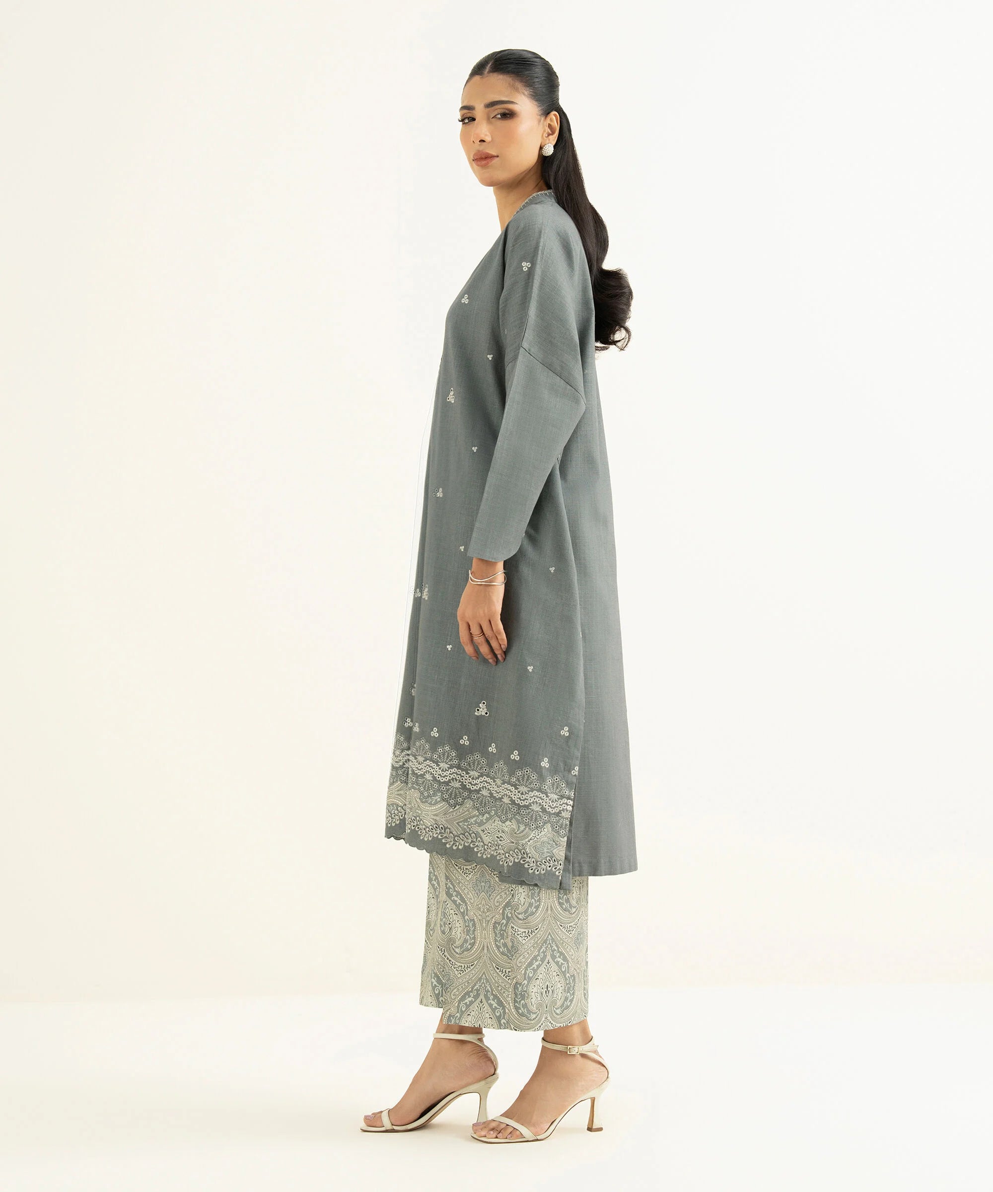2 Piece - Embroidered Crosshatch Suit