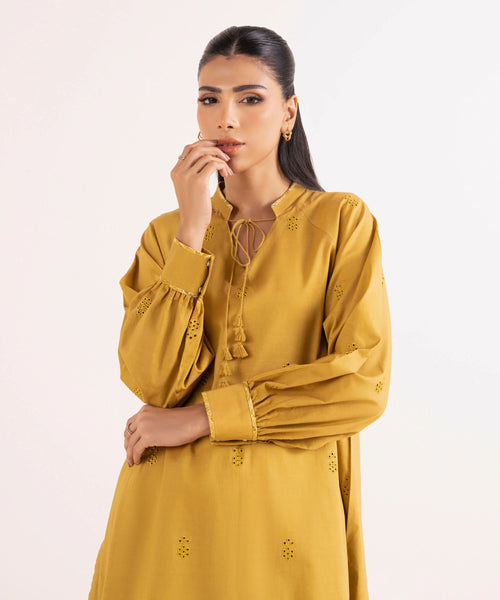 2 Piece - Embroidered Cotton Suit