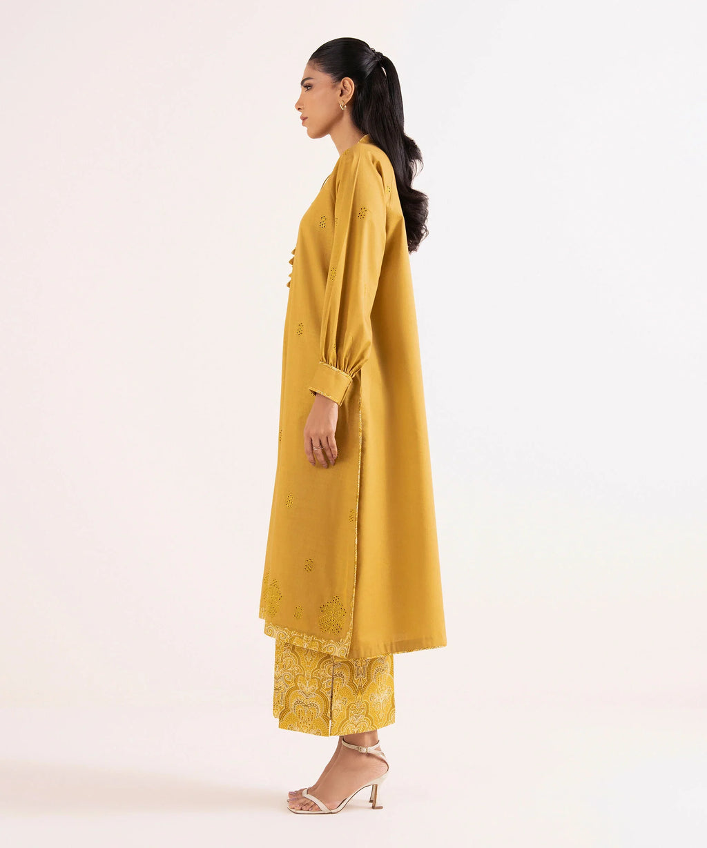 2 Piece - Embroidered Cotton Suit