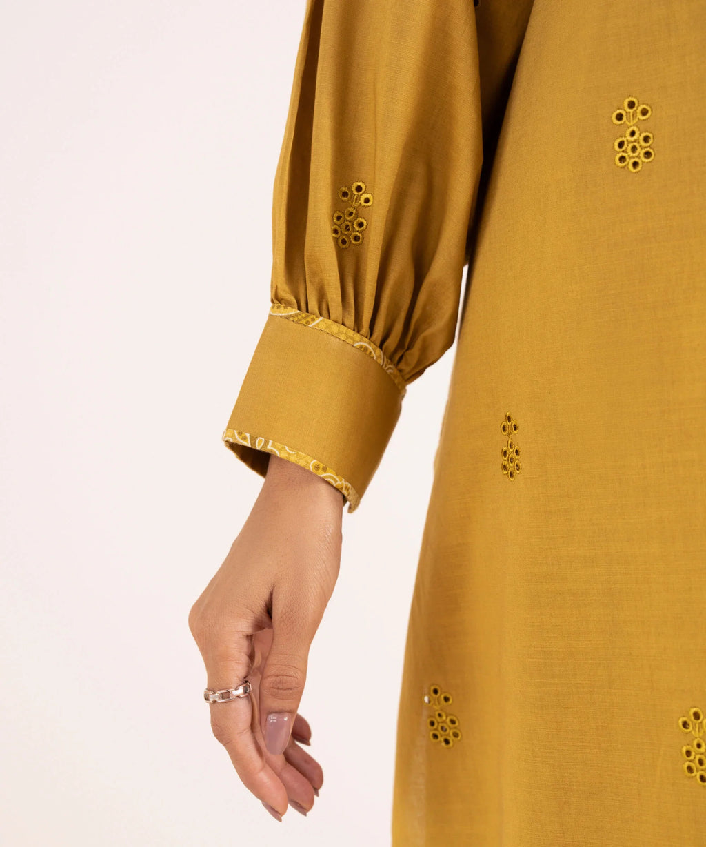 2 Piece - Embroidered Cotton Suit