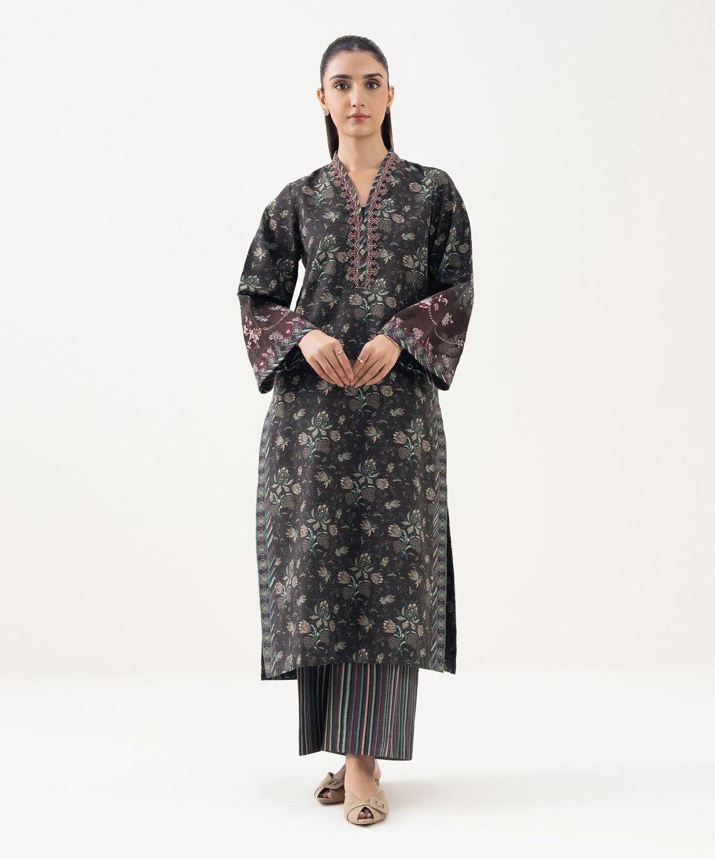 3 Piece - Embroidered Khaddar Suit