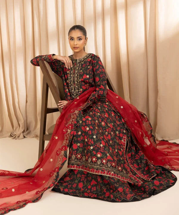 3 Piece - Embroidered Silk Suit