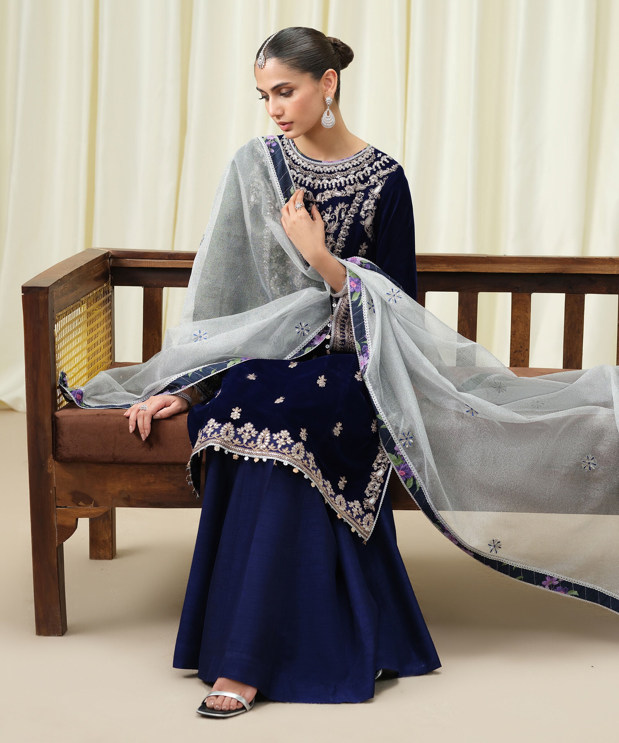 3 Piece - Embroidered Velvet Suit