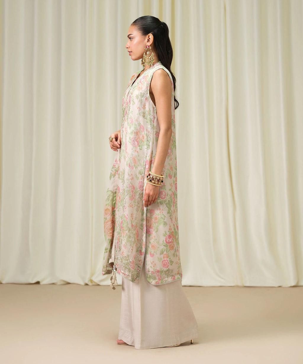 3 Piece - Embroidered Chiffon Suit