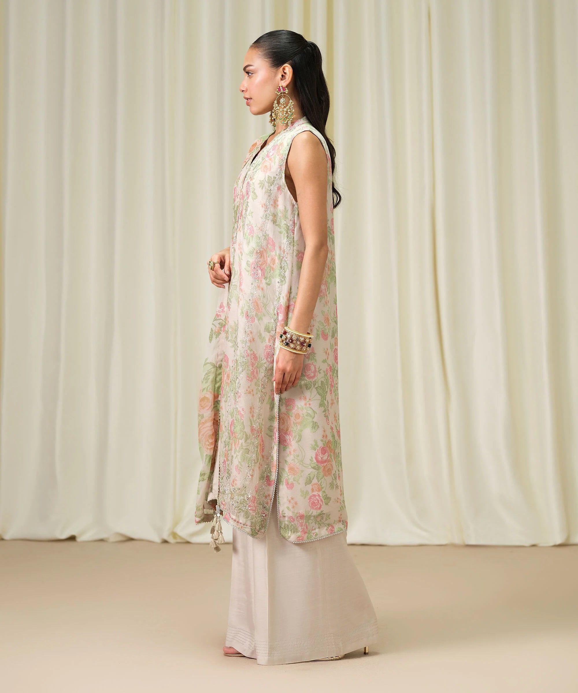3 Piece - Embroidered Chiffon Suit