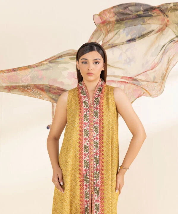 3 Piece - Embroidered Net Suit
