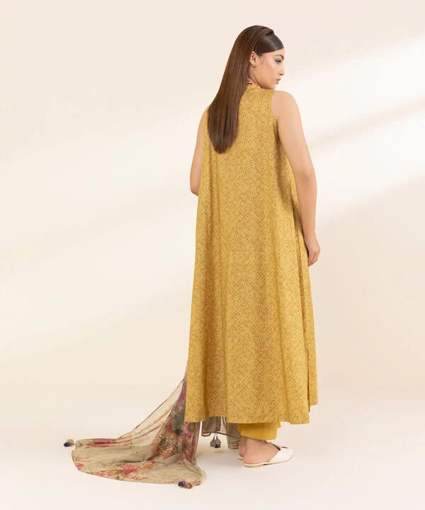 3 Piece - Embroidered Net Suit