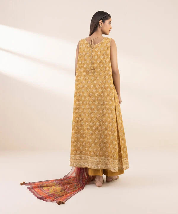 3 Piece - Printed Zari Lawn Suit