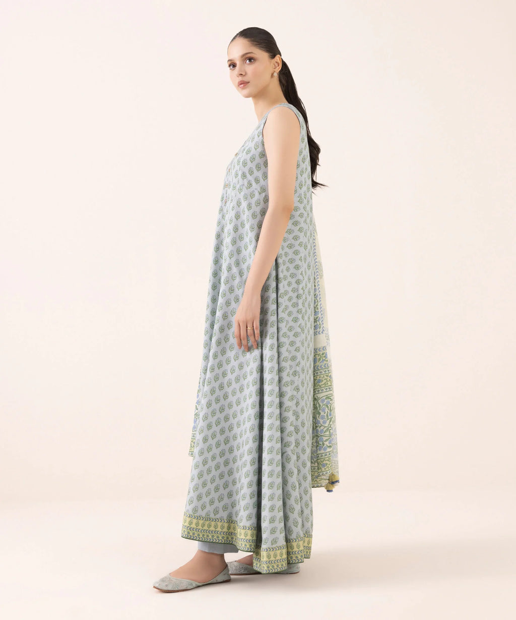 3 Piece - Printed Light Linen Suit
