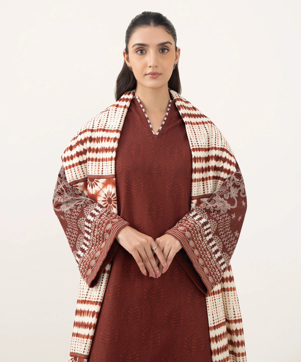3 Piece - Printed Light Khaddar Suit